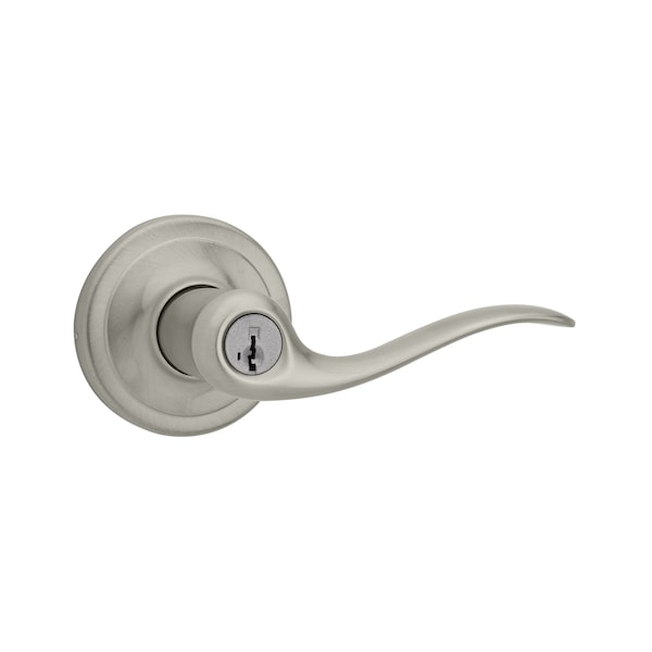 Tustin Lever Entry Door Lock SmartKey with 6AL Latch and RCS Strike Satin Nickel Finish